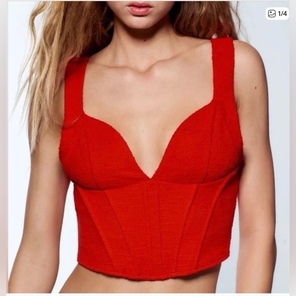 Zara Vibrant Red Tank Top Sz M